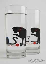 Cat and Yarn Glasses, Cat Lover Gift Set