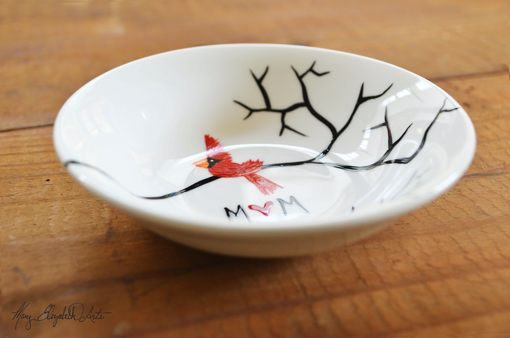 Cardinal Red Bird : Personalized Ring Dish