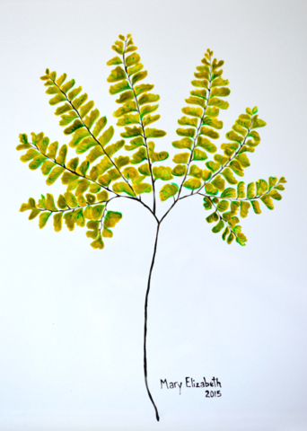 Maidenhair Fern Painted Glass Picture Frame