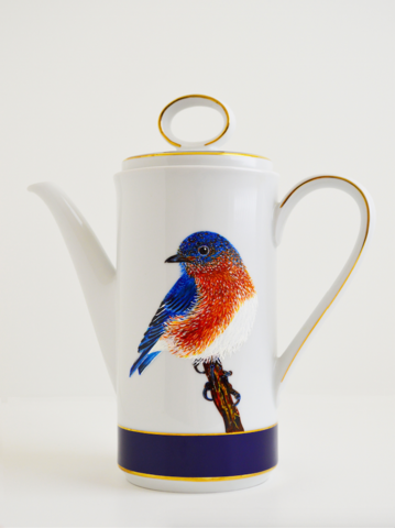 Painted Bluebird Coffee Pot