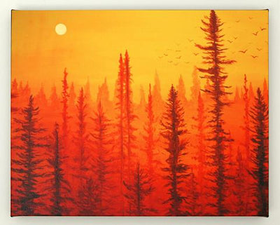 How to Paint "Forest at Dawn" Painting in 5 Easy Steps