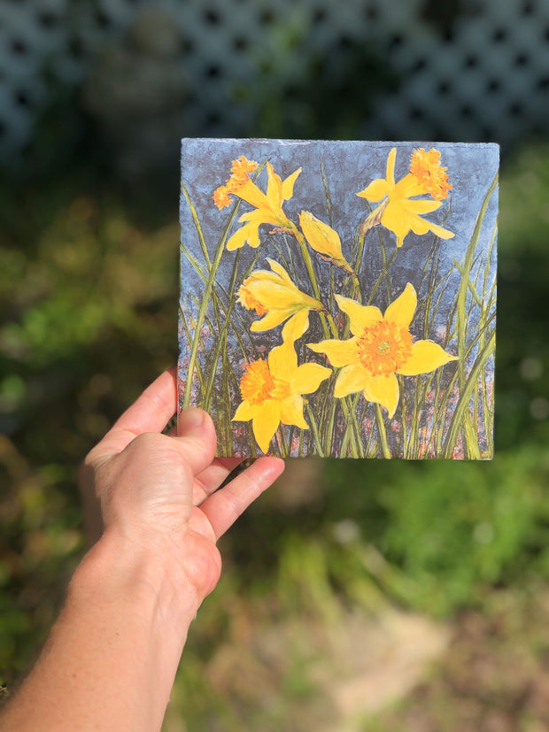 Spring Daffodils Ceramic Tile : Indoor and Outdoor Use