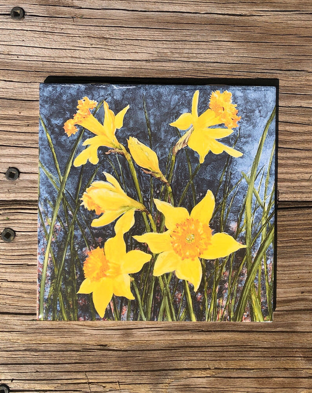 Spring Daffodils Ceramic Tile : Indoor and Outdoor Use