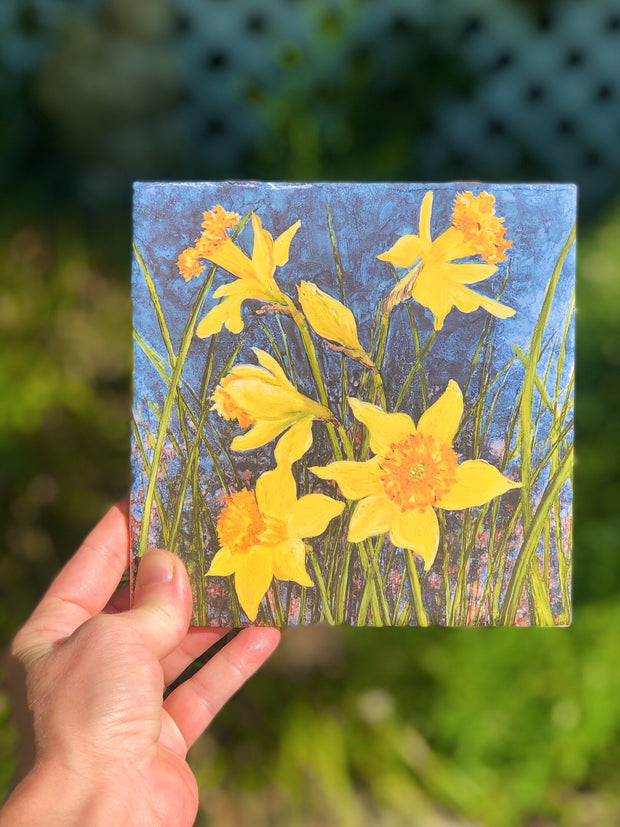 Spring Daffodils Ceramic Tile : Indoor and Outdoor Use