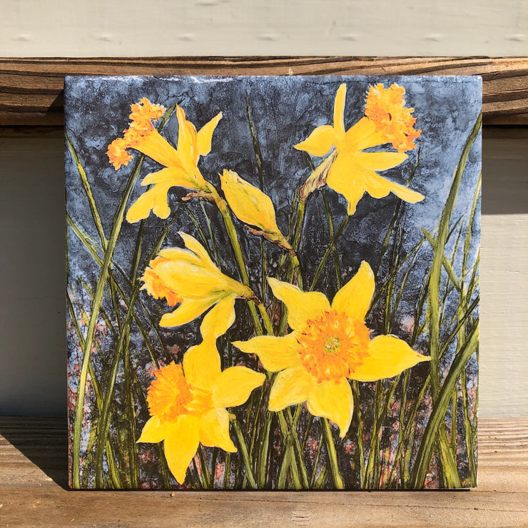 Spring Daffodils Ceramic Tile : Indoor and Outdoor Use