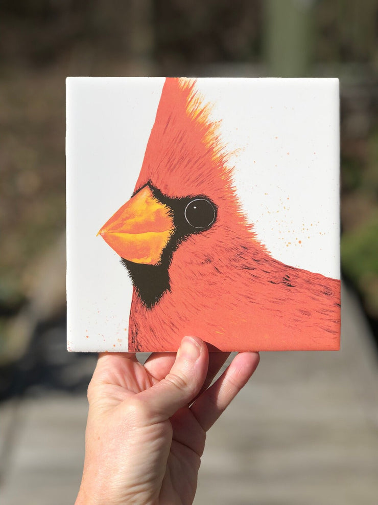 Big Red Cardinal Ceramic Tiles - Indoor and Outdoor Use