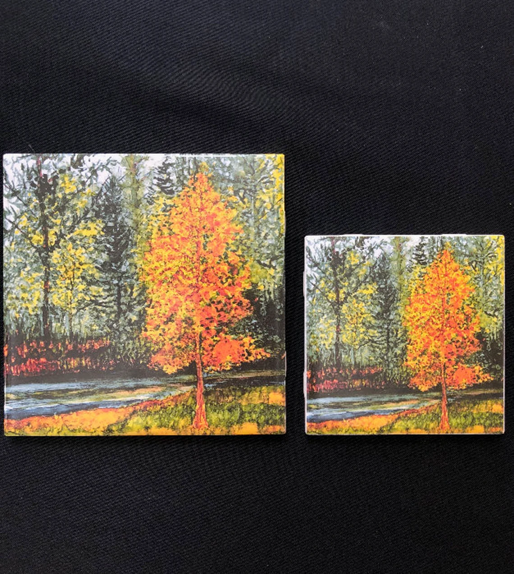 Front Yard in the Fall Ceramic Tiles - Indoor and Outdoor Use