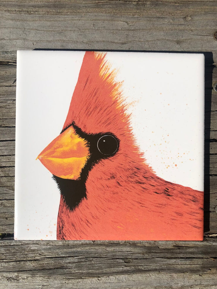 Big Red Cardinal Ceramic Tiles - Indoor and Outdoor Use