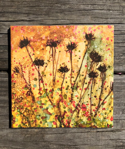Dried Flower Pods Ceramic Tiles - Indoor and Outdoor Use