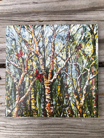 Three Little Cardinals Ceramic Tiles - Indoor and Outdoor Use