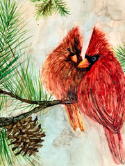 Cardinal Lovebirds : Greeting Card