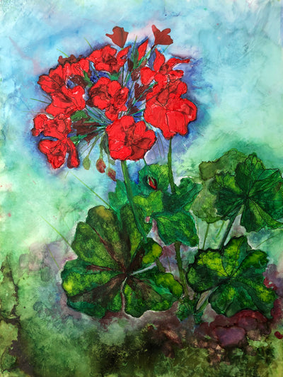 Geraniums : Original Painting