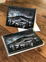 Smoky Mountains Storm at Night : Blank Greeting Cards