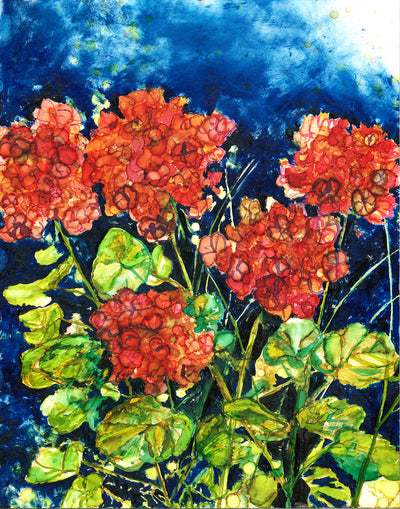 Red Geraniums : Greeting Card