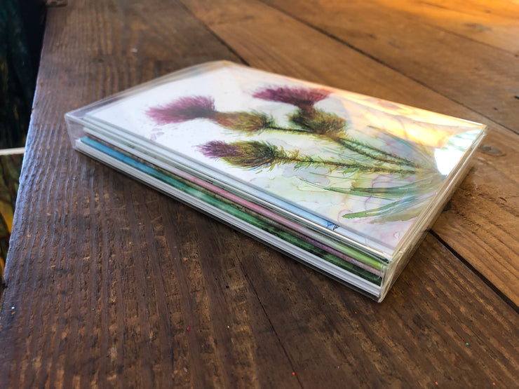 Box Set of 6 Greeting Cards: Cards, Thistles, Daylily, Rose, Magnolia, Geranium, Blank Artist Cards, Mother's Day Cards