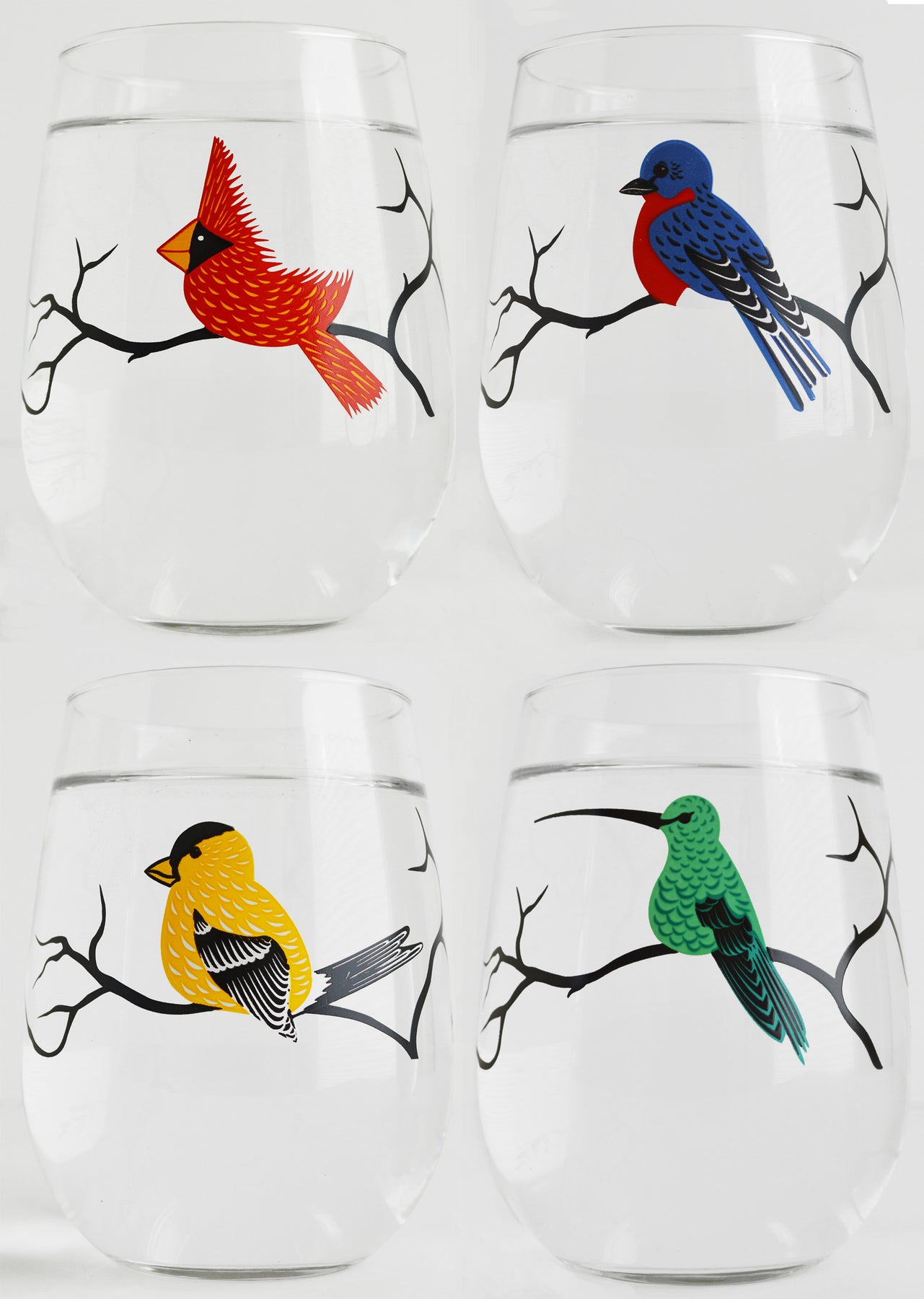 Four Birds Stemless Wine Glasses – MaryElizabethArts