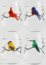 Four Birds Stemless Wine Glasses