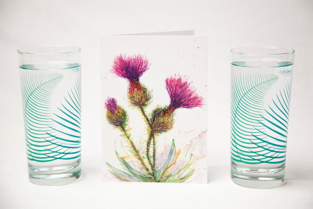 Thistle and Fern Gift Set : Card and Glasses