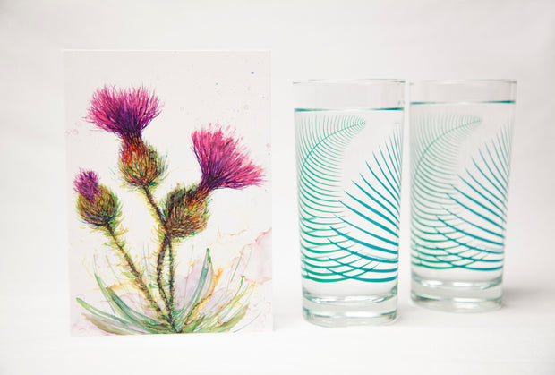 Thistle and Fern Gift Set : Card and Glasses