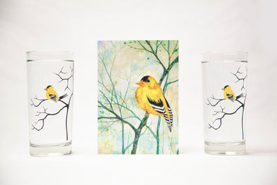 Goldfinch Gift Set : Card and Glasses