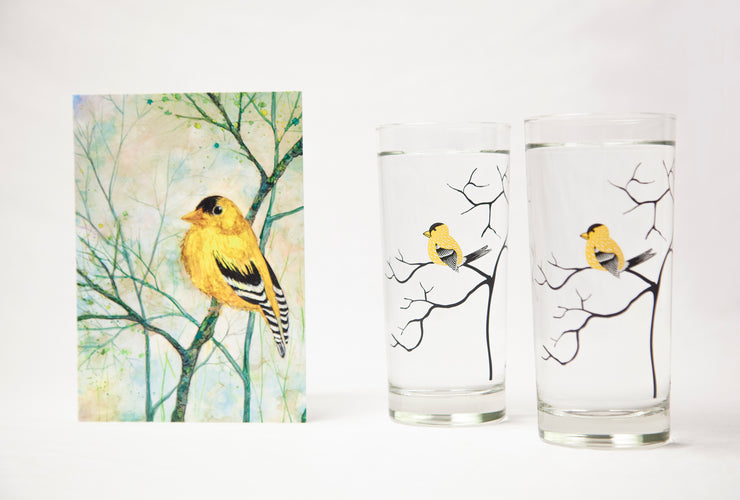Goldfinch Gift Set : Card and Glasses