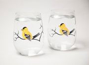 Golden Finch Stemless Wine Glasses