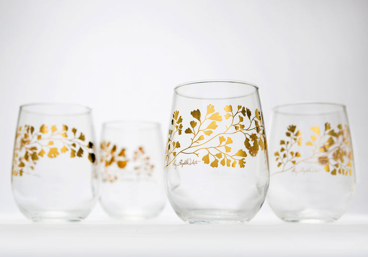 Gold Maidenhair Fern Glassware