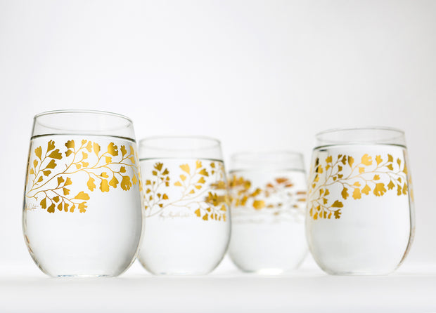 Gold Maidenhair Fern Glassware