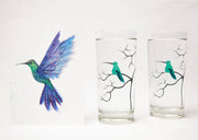 Hummingbird Gift Set : Highball Classes and Greeting Card