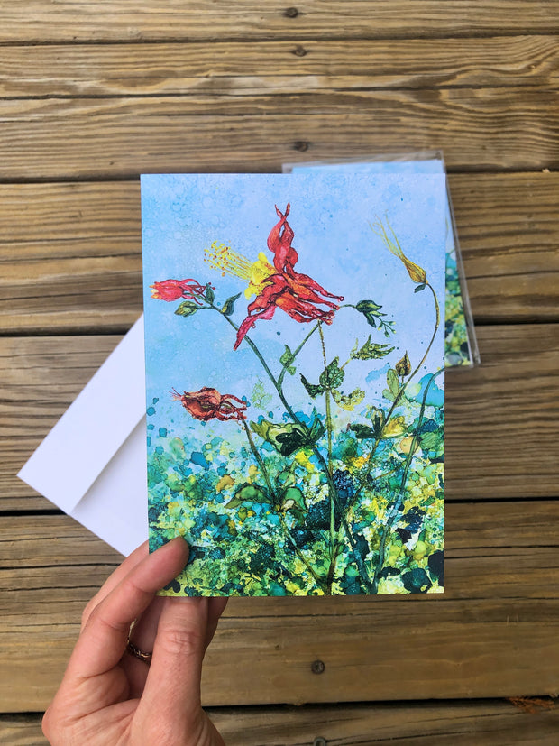 Red Columbine Flowers : Prints