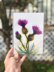 Boxed Set Collection of 3 Art Prints: 5 x 7 inch Prints including Hummingbird, Thistle and Field of Flowers Artist Paintings