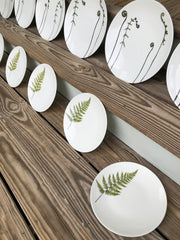 Fiddlehead and Fern Porcelain Plates - Mixed Size Place Setting for 8 Guests