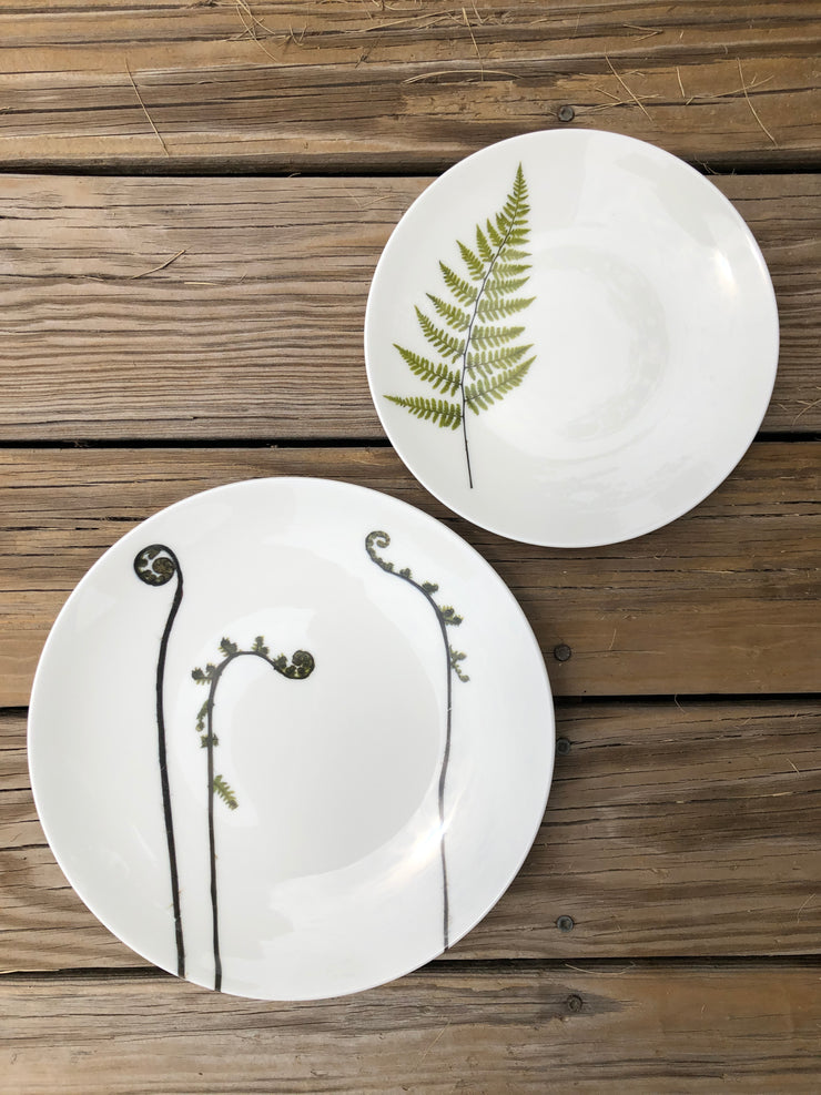 Fiddlehead and Fern Porcelain Plates - Mixed Size Place Setting for 8 Guests