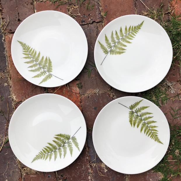 Fiddlehead and Fern Porcelain Plates - Mixed Size Place Setting for 8 Guests