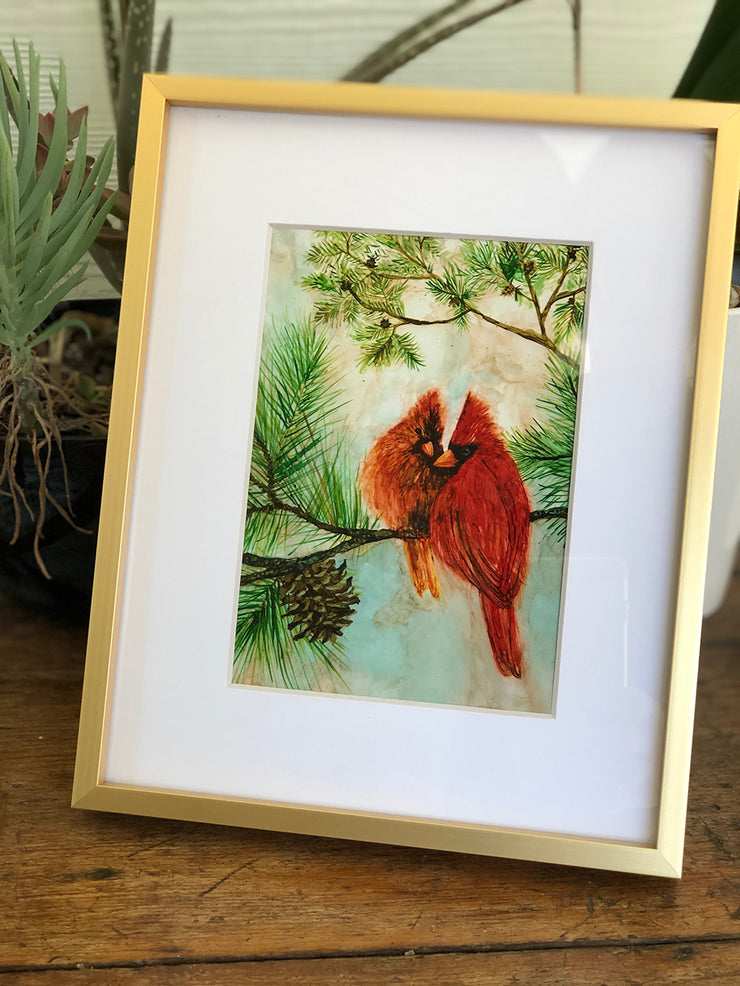 Cardinal Lovebirds : Art Prints