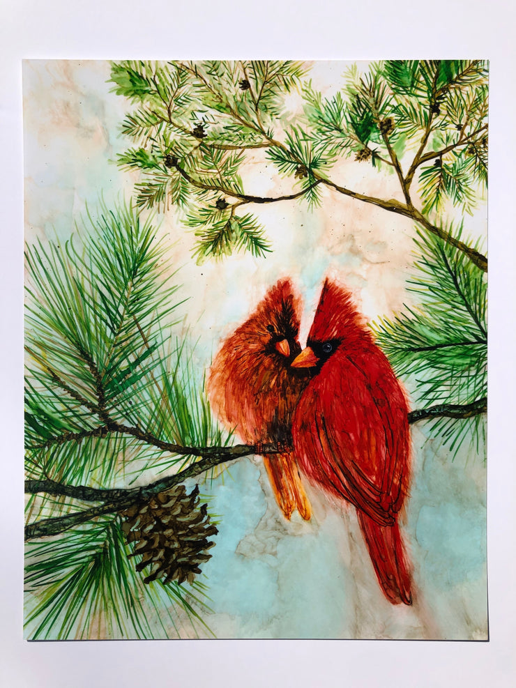 Cardinal Lovebirds : Art Prints