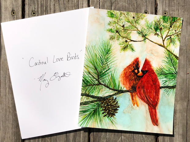 Cardinal Lovebirds : Red Bird Prints