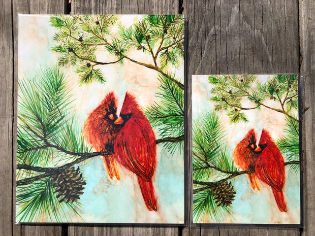 Cardinal Lovebirds : Red Bird Prints