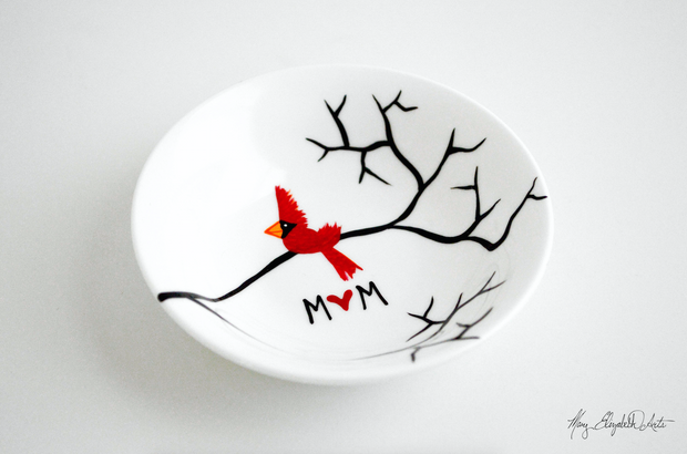 Cardinal Red Bird : Personalized Ring Dish