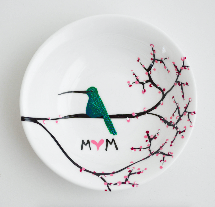 Hummingbird Personalized Ring Dish for Mom