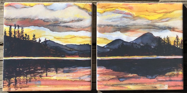 Lake Sunset : Ceramic Tiles - Indoor and Outdoor Use