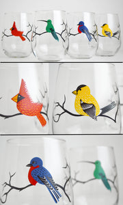 Four Birds Stemless Wine Glasses