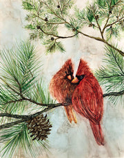 Cardinal Lovebirds : Greeting Card