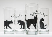 Cat and Paw Glasses : Set of 4