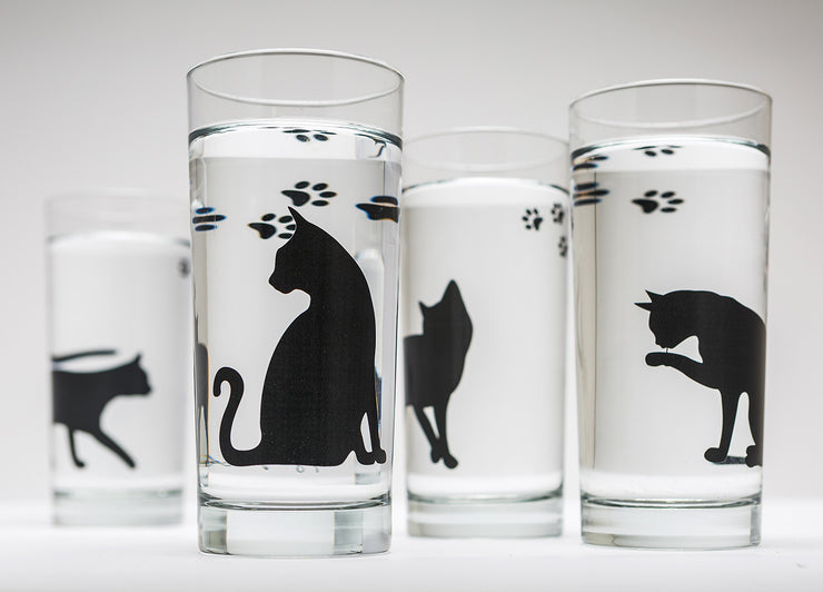 Cat and Paw Glasses : Set of 4