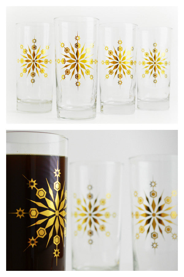Gold Snowflake Glasses