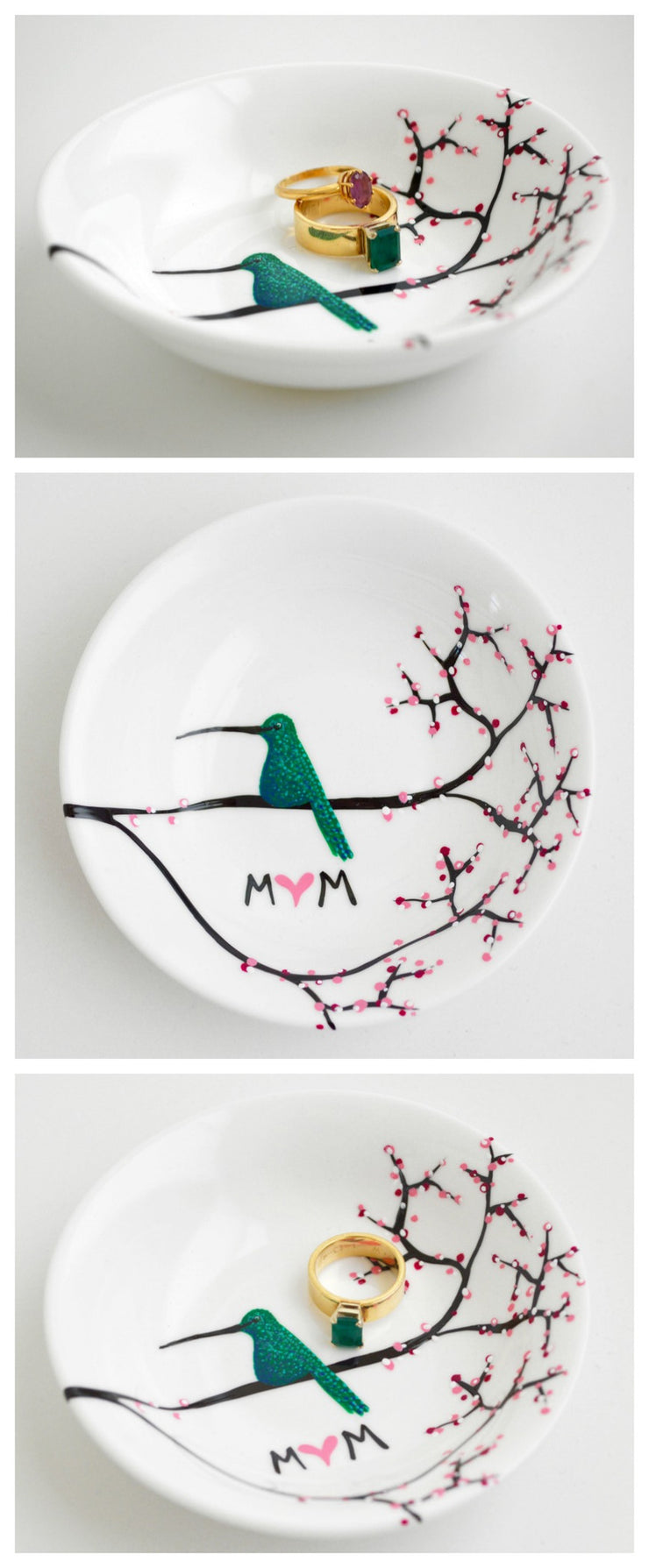 Hummingbird Personalized Ring Dish for Mom