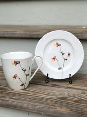 Pressed Columbine Flower Plates & Mugs