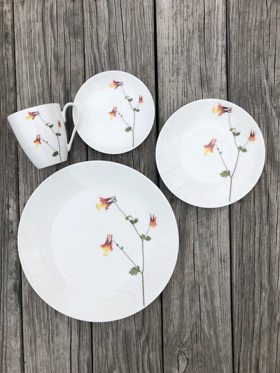 Pressed Columbine Flower Plates & Mugs