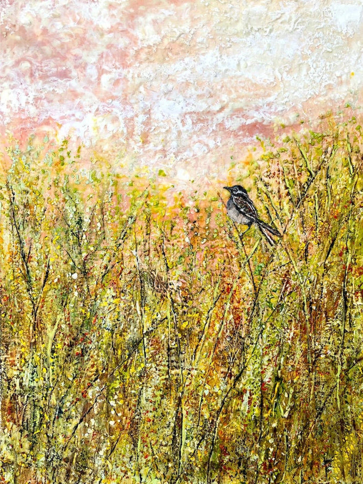 Sparrow in the Meadow : Blank Greeting Card